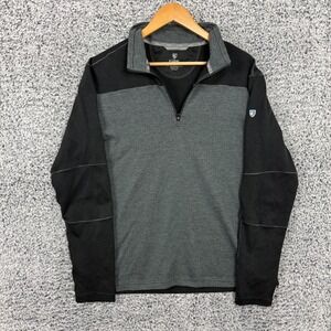 Kuhl Pullover Mens XL Gray Black 1/4 Zip Long Sleeve Performance Hiking